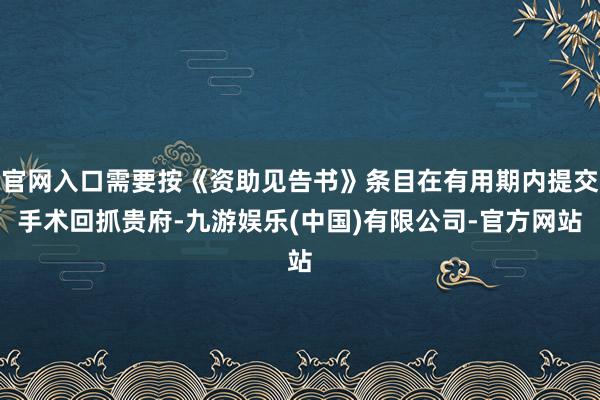 官网入口需要按《资助见告书》条目在有用期内提交手术回抓贵府-九游娱乐(中国)有限公司-官方网站