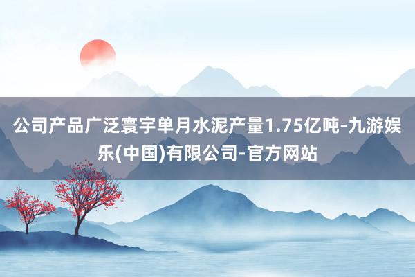 公司产品广泛寰宇单月水泥产量1.75亿吨-九游娱乐(中国)有限公司-官方网站